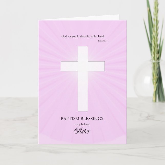 For Sister Baptism,Glowing Cross Card (Front)