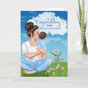 for Sister New Baby Congratulations Baby Boy Card