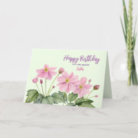 For Sister on Birthday Pink Japanese Anemone
