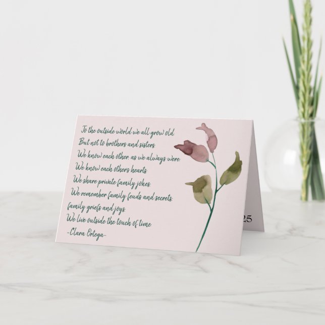 For Sister Sentimental Poem Pretty Pink Birthday Card (Front)