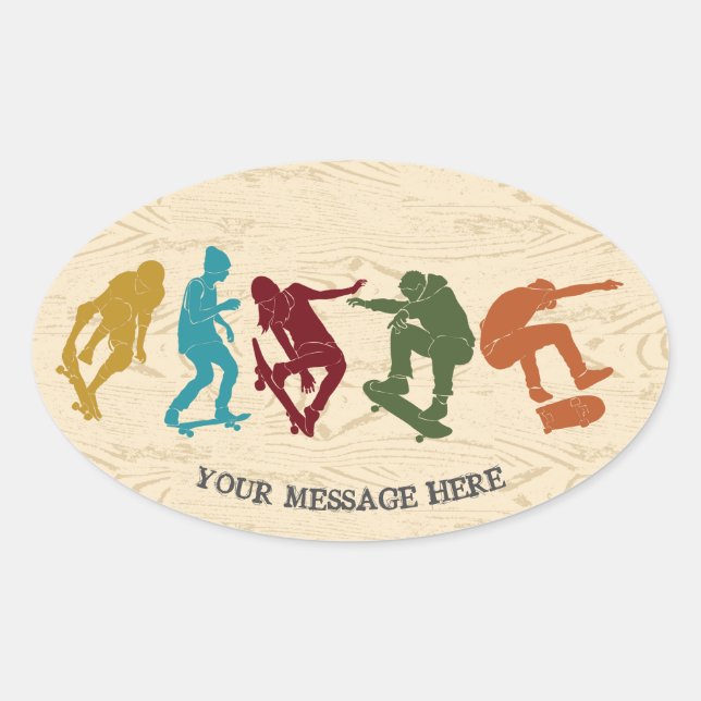 For Skateboarders Skateboarding Graphics Collage Oval Sticker (Front)