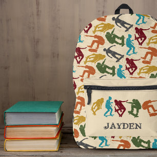 For Skateboarders Skateboarding Graphics Collage Printed Backpack
