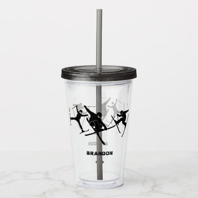 For Skiers Ski Tricks Graphics Personalised Acrylic Tumbler (Front)
