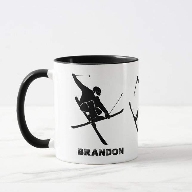 For Skiers Ski Tricks Personalised Mug (Left)