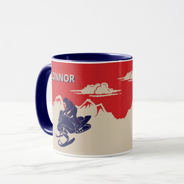 For Snowmobilers Snowmobile Graphic Personalised Mug (Front Left)
