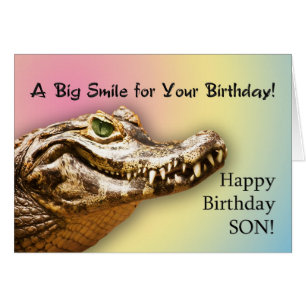 For Son a card with a smiling alligator