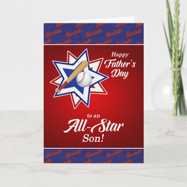 for Son All Star Baseball Themed Fathers Day Holiday Card (Front)
