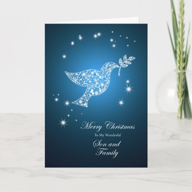 For Son and family, Dove of peace Christmas card (Front)