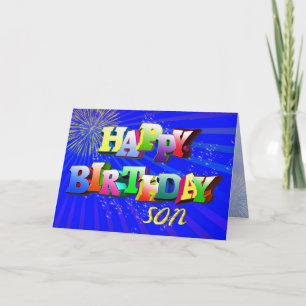 For son, Bright letters and bubbles birthday card