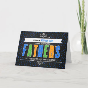 for Son Colorful Typography on Fathers Day Holiday Card