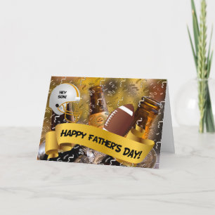 for Son Father's Day Football and Beer Card