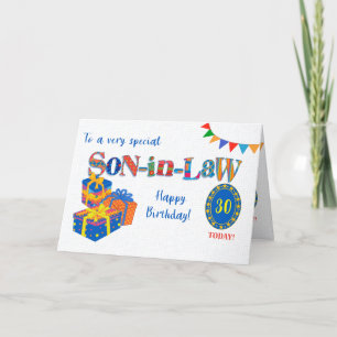 For Son in Law Custom Age Birthday Gifts Bunting Holiday Card