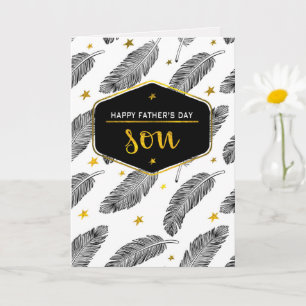 For Son on Father's Day. Feather Pattern Card