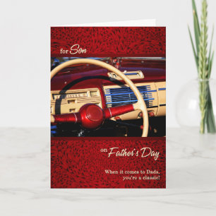 for Son Red Classic Car Father's Day Card