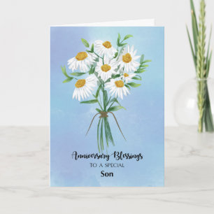 For Son Wedding Anniversary Blessings Bouquet Card
