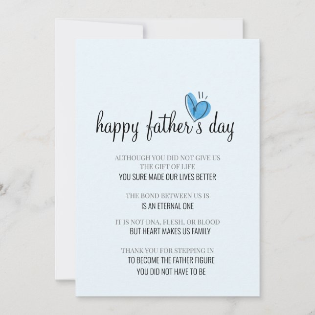 For step dad simple blue heart father's day card (Front)