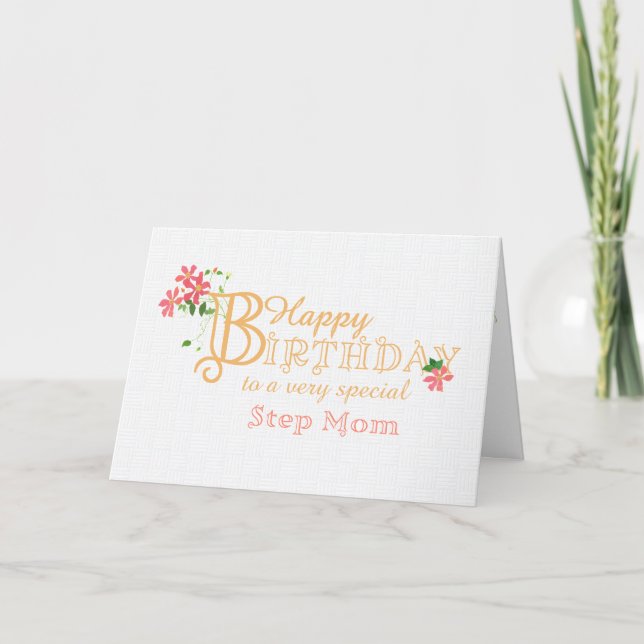 For Step Mom Birthday with Clematis Flowers Card (Front)