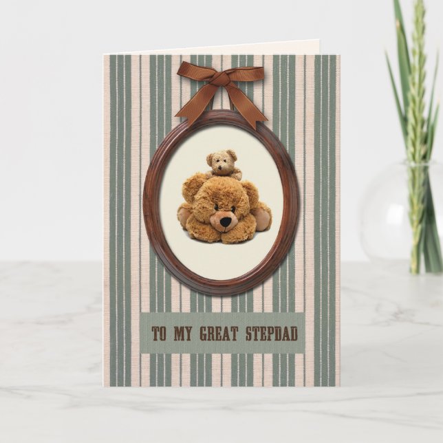 For Stepdad on Father's Day Cute Teddy Bears Card (Front)