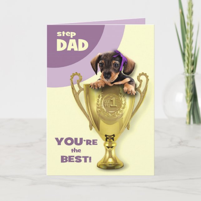 For Stepfather on Father's Day. Cute Puppy Card (Front)