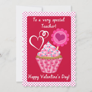 For Teacher Red and Pink Valentine Cupcake