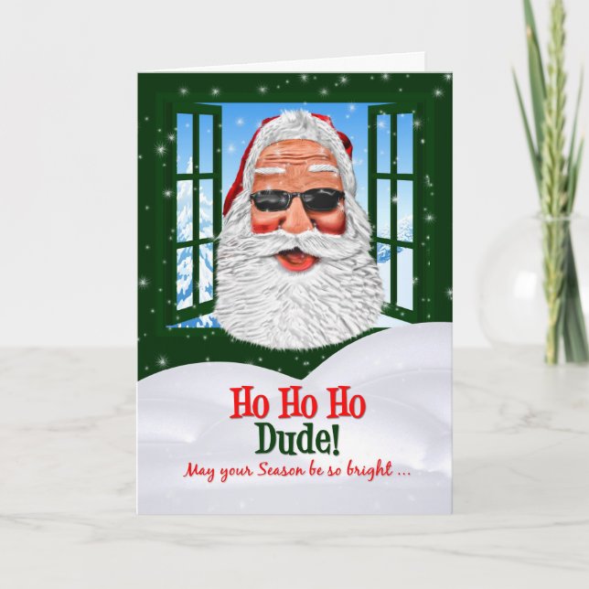 for Teen Cool Santa in Sunglasses for Christmas Holiday Card (Front)