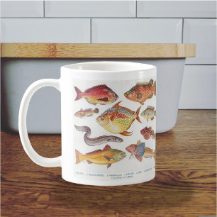 For the Angler - Vintage Fish Illustrations Coffee Mug