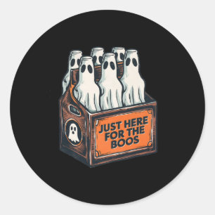 For The Boos Halloween 6 Pack Booze Ghost Beer Bot Classic Round Sticker