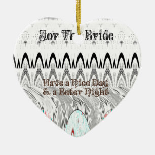 For the Bride White and Black Edgy design Ceramic Tree Decoration