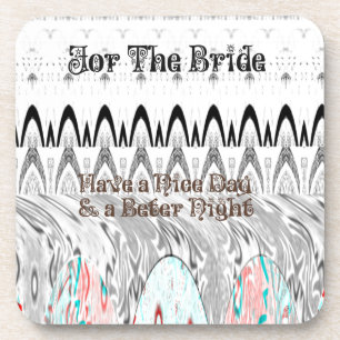 For the Bride White and Black Edgy design Coaster