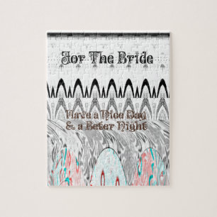 For the Bride White and Black Edgy design Jigsaw Puzzle