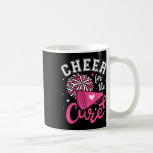 For The Cure Cute Cheerleader Pink Ribbon Pom Pom Coffee Mug
