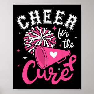 For The Cure Cute Cheerleader Pink Ribbon Pom Pom  Poster