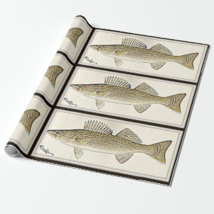 For the fisher - a walleye design wrapping paper