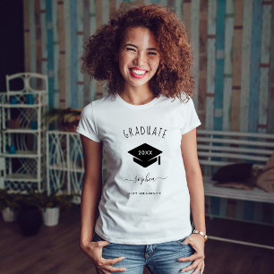 For the Graduate   Stylish Black Text Class Year T-Shirt