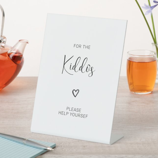 For the Kiddos Minimalist Kids Wedding Activities Pedestal Sign (In SItu)