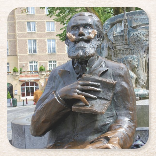 For the Love of a Good Book - Brussels, Belgium Square Paper Coaster (Front)