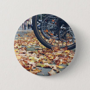 "For the Love of Bikes... and Autumn" 6 Cm Round Badge