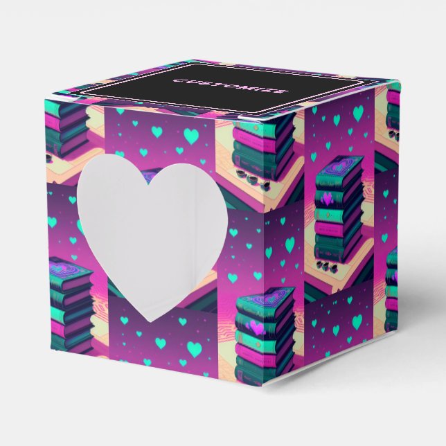 For The Love Of Books Pink Heart Favour Box (Front Side)
