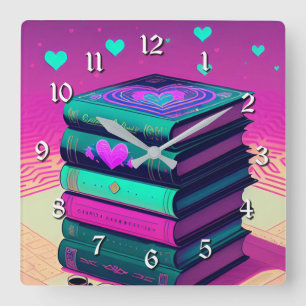 For The Love Of Books  Square Wall Clock