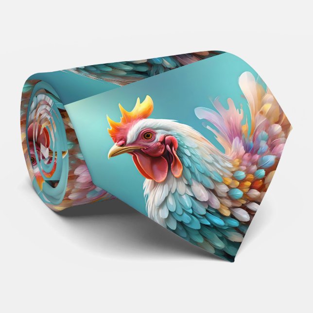 For The Love Of Chickens Rainbow Pastel Chicken, Tie (Rolled)