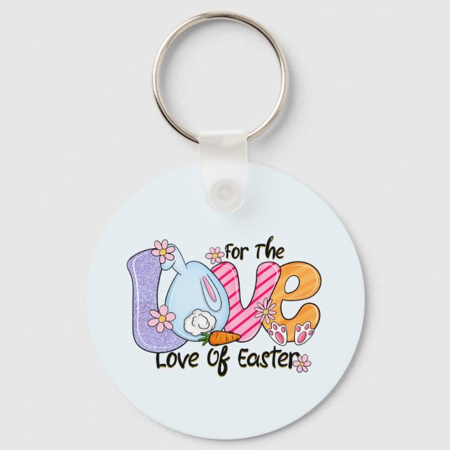 For The Love of Easter - Cute Bunny & Eggs Key Ring (Front)
