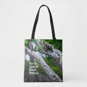 For The Love Of Green Monkeys Tote Bag