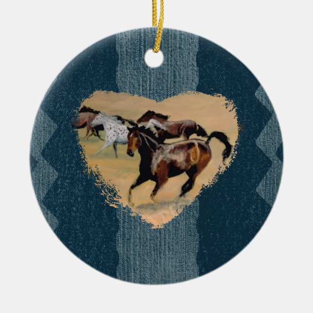 For the Love of Horses Ceramic Tree Decoration (Front)