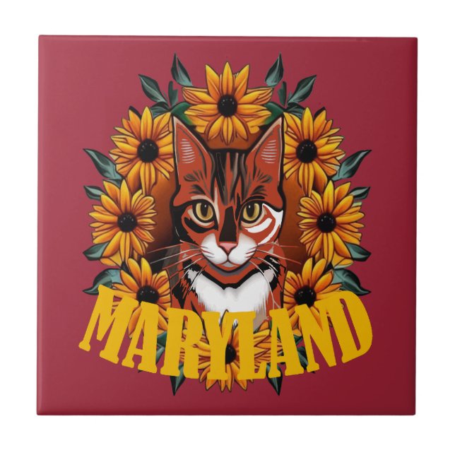 For The Love Of Maryland Calico Cat  Tile (Front)