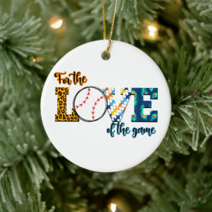 For The Love Of The Game Baseball Mum Leopard Ceramic Tree Decoration