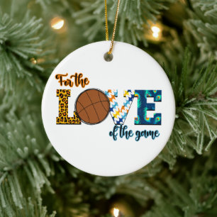 For The Love Of The Game Basketball Mum Leopard Ceramic Tree Decoration