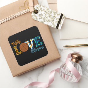 For The Love Of The Game Basketball Mum Leopard Square Sticker