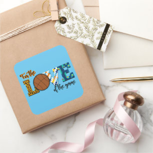 For The Love Of The Game Basketball Mum Leopard Square Sticker