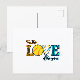 For The Love Of The Game Softball Mum Leopard Postcard