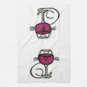 For the LOVE of Wine & Cats Dish Towel